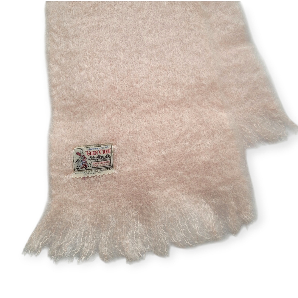 Vintage Glen Cree 100% Mohair Scarf Pale Peach Pink